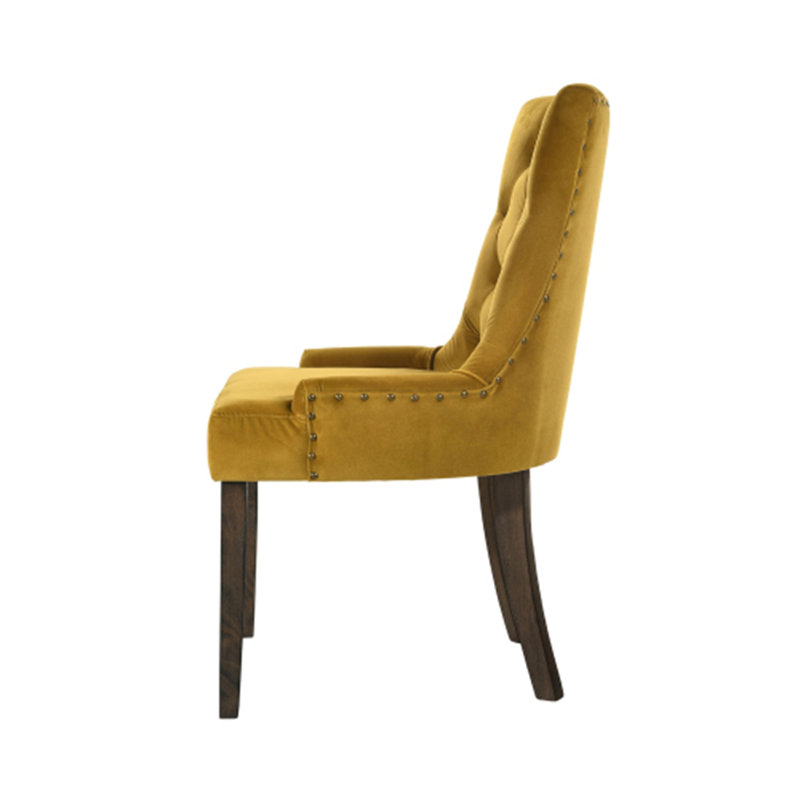 Chaises de salle à manger rembourrées en velours, Espresso, jaune