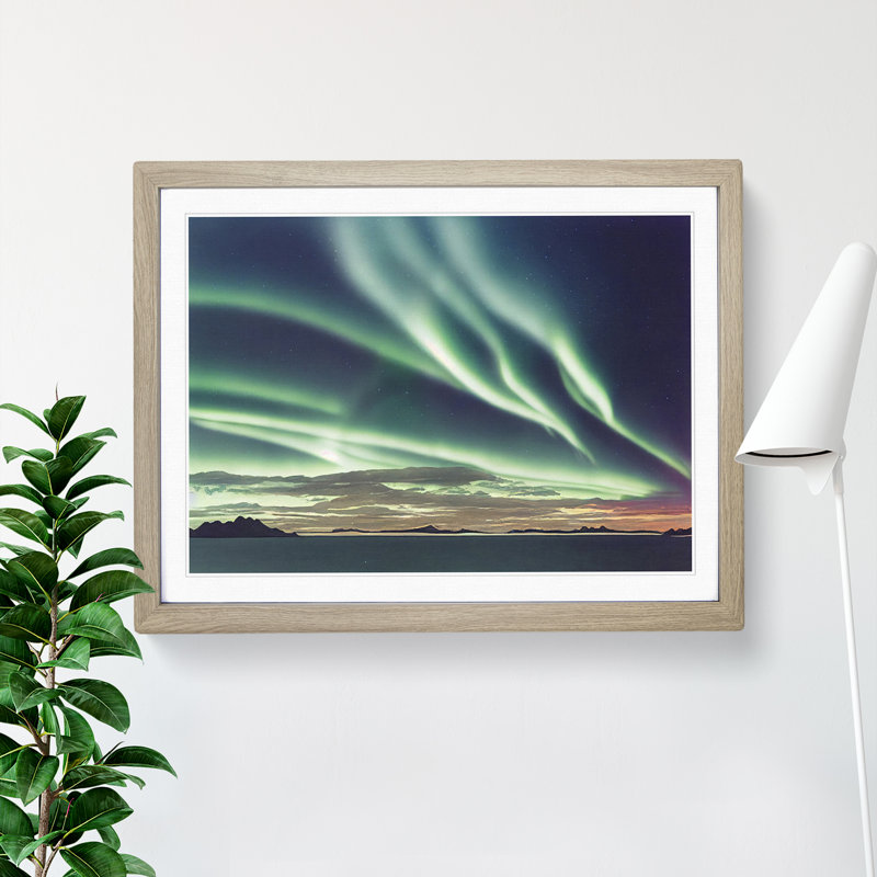 Showstopping Northern Lights - Framed Print, 46cm H x 64cm W x 2cm D, Oak