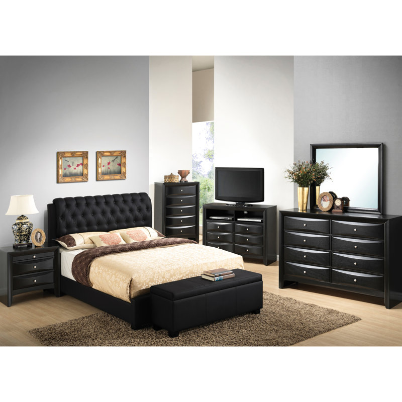 Très grand lit moderne noir pour un sommeil paisible - Conception robuste et très grand confort