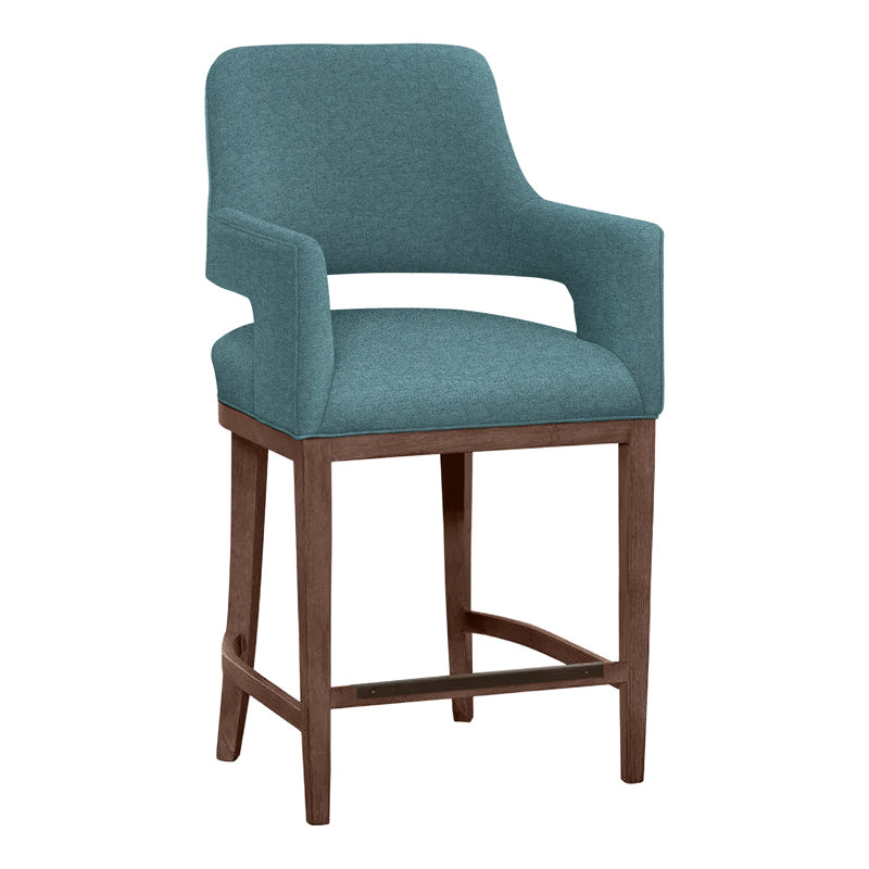 Tabouret de bar et de comptoir Josie, Noyer, Turquoise 8789, Tabouret de comptoir (siège d'une hauteur de 26,5
