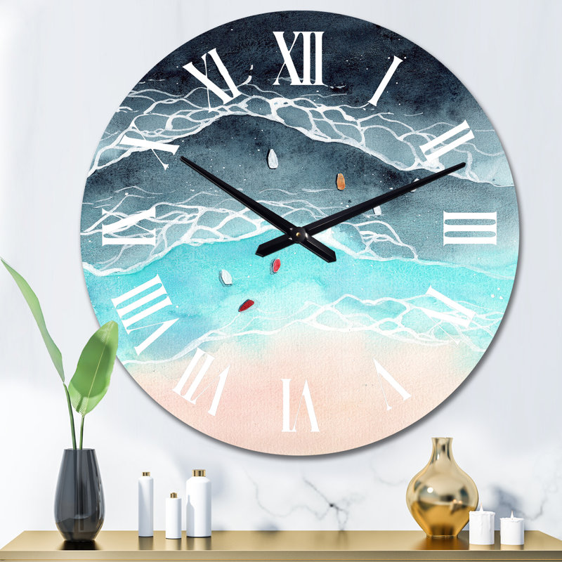 Vue aérienne des vagues de l'océan tropical - horloge murale nautique et côtière, Moyen