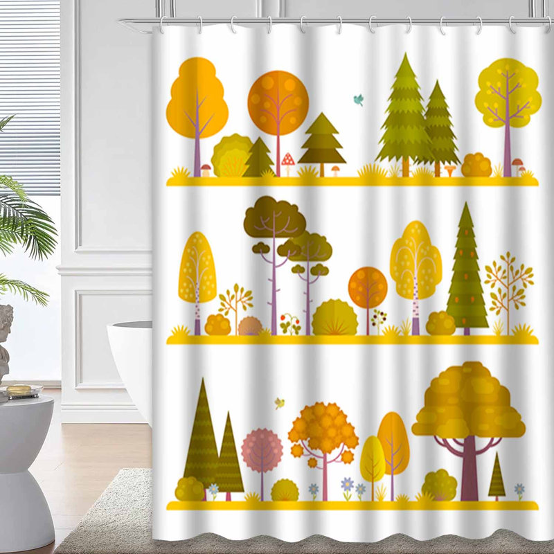 Rideau de douche avec 12 crochets Flat Autumn Park, L 72 po x l 84 po