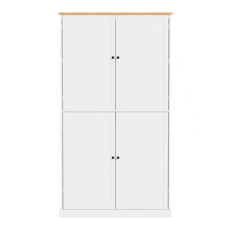 Grand garde-manger autoportant, grande armoire de rangement avec 2 tiroirs, armoire d'appoint, Blanc