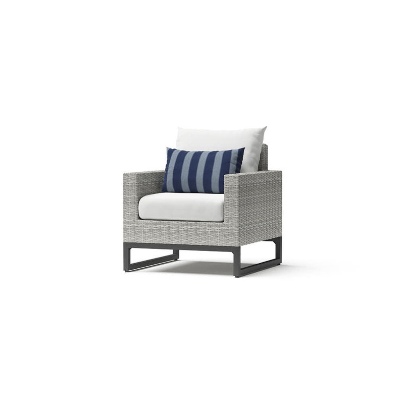 2Pc Sunbrella Outdoor Club Chairs - Grey, Green Blue, Gray
