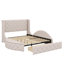 Lit tapissier en velours avec tête de lit à oreilles et tabouret de rangement 2 côtés-1249269626