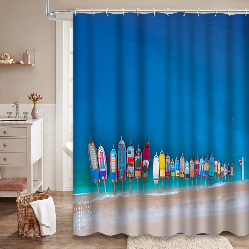 Rideau de douche Turquie avec 12 crochets, L 72 po x l 78 po