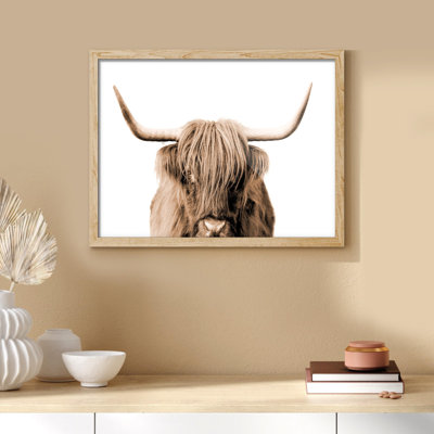 "Portrait de vache Shetland brune et blanche à deux tons" sur papier