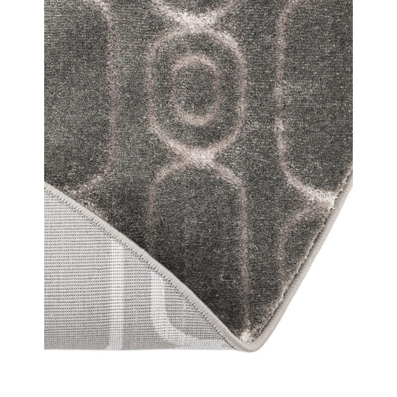 Tapis gris et argent Latitude Run® Colonne Nikica, Rond 3 pi 1 po