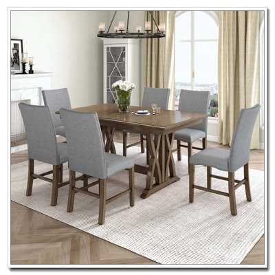 Ensemble de table de salle à manger extensible Mid-Century en bois massif avec chaises