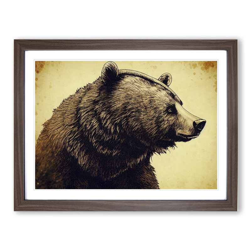 Glorious Bear - Framed Print, 25cm H x 34cm W x 2cm D, Walnut