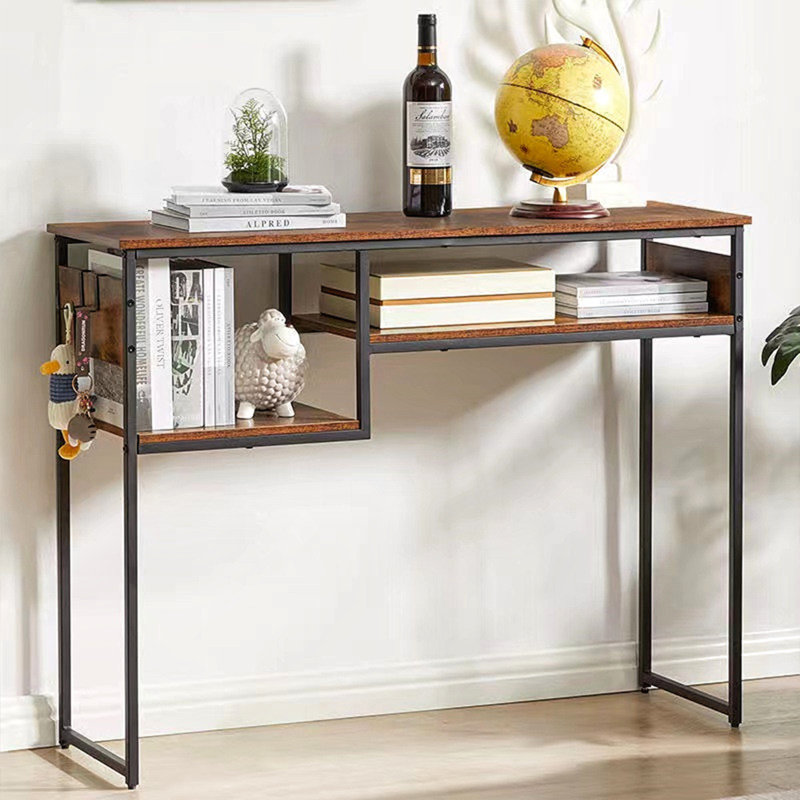 Walnut Solid Wood Rectangular Console Table, 29.53" H x 39.37" W x 11.81" D