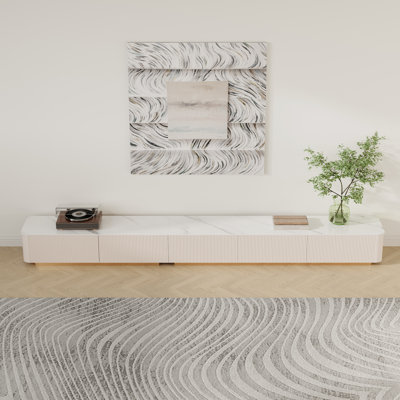 Billy Modern TV Stands with Glossy Sintered Stone, White Media Console with 4-6 Drawers for Living Room
