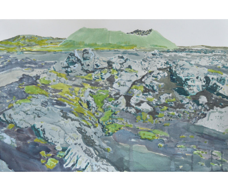 Mossy Volcanic Landscape Print by Other Artist, 48 × 32, Matted Framed Print, Gold