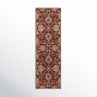 Arden Burgundy Hand-Tufted Wool Floral Rug