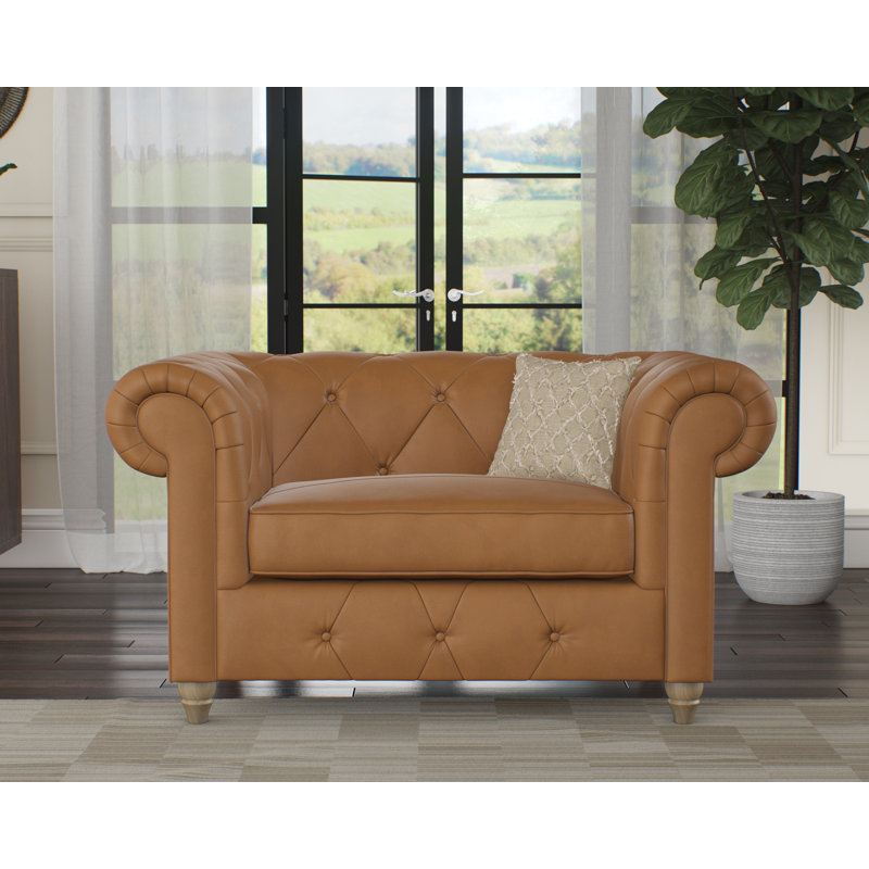 Melrose Leather Chair And A Half, Walnut, Saddle