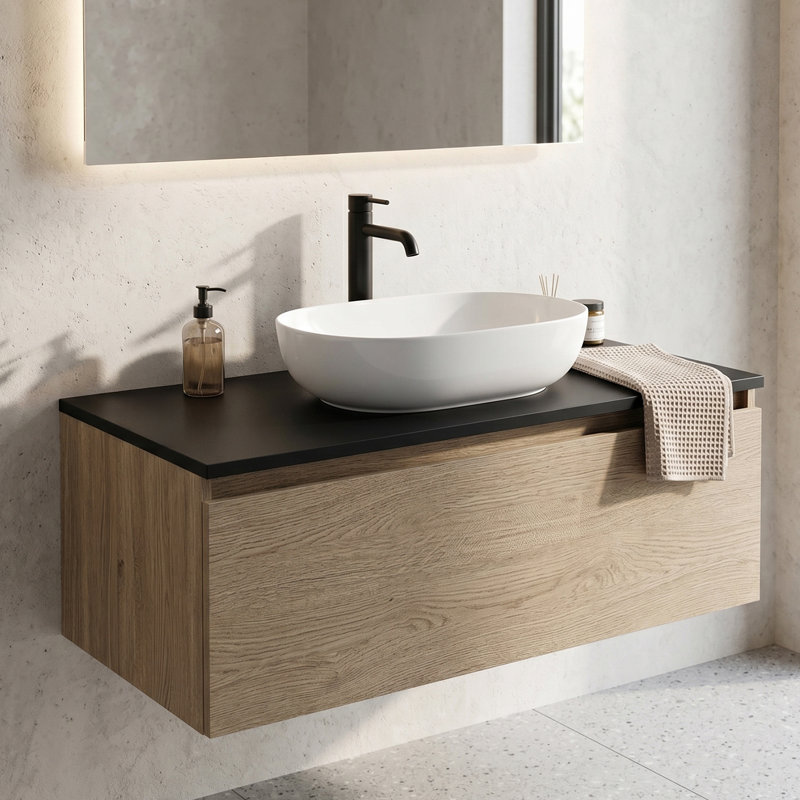 Modern 36 Inch Wide Solid Surface Countertop – Black, Black