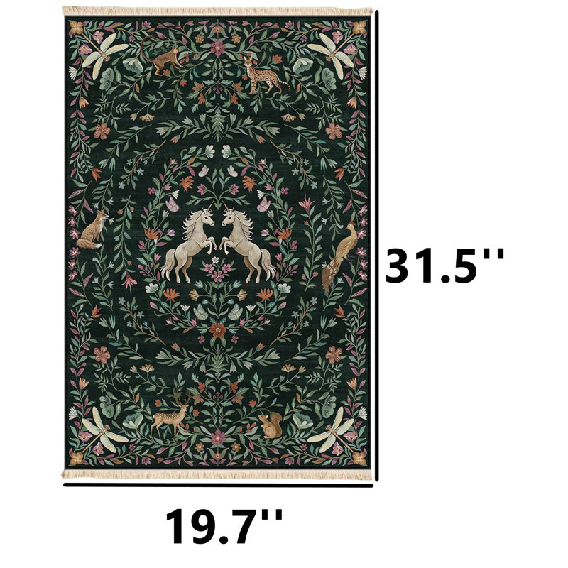 Enchanted Forest Dark Botanical Area Rug
