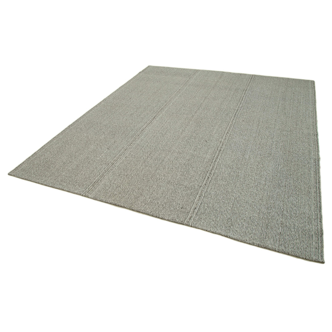 Vintage Flatweave Grey Vintage Wool Handmade Area Rug