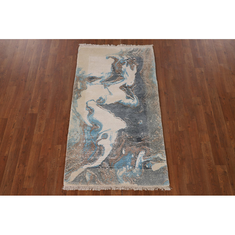 Tapis indien moderne fait à la main 3 x 5