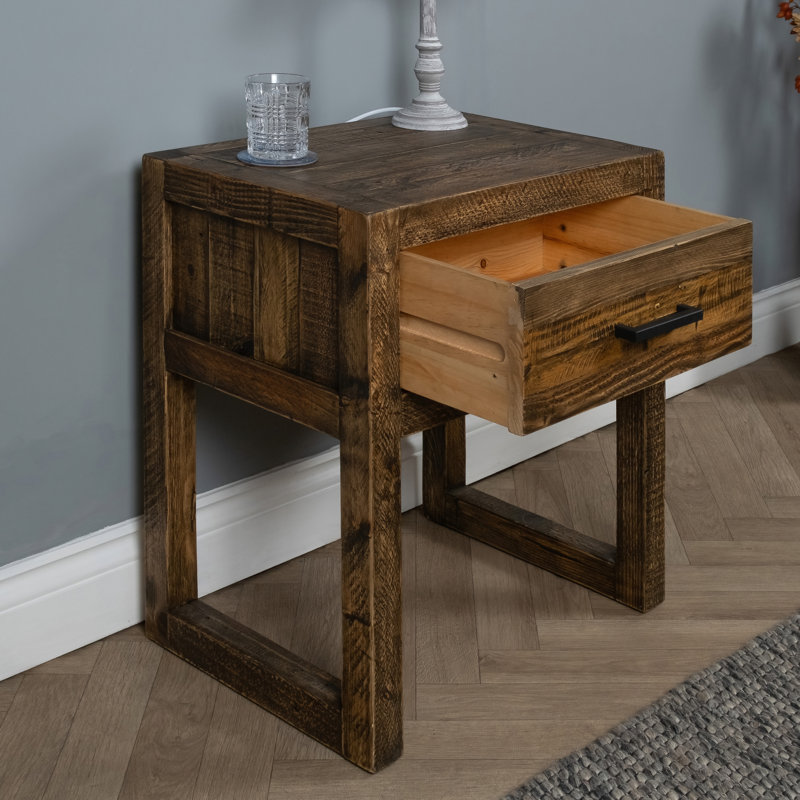 Garridan 55cm W Solid Wood Bedside Table