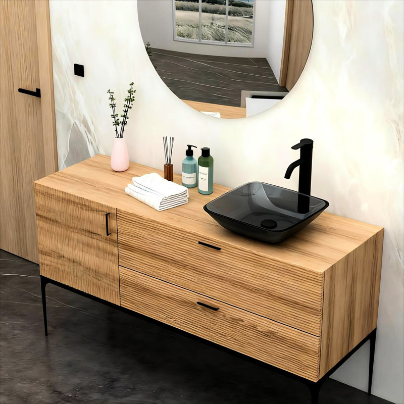 Lavabo vasque carré gris au-dessus du comptoir, verre trempé, bonde escamotable pour l'hygiène, 16 po x 16 po x 4,23 po, verre de salle de bain gris facile à installer, drainage optimisé, surface lisse