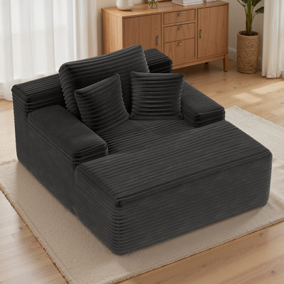 Oversized Plush Corduroy Chaise Lounge Chair Indoor Sleeper Reading Upholstered Sofa  