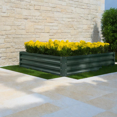 Wrought Studio™ Spacious Metal Planter Box, Galvanized Steel, Modern Home Gardening
