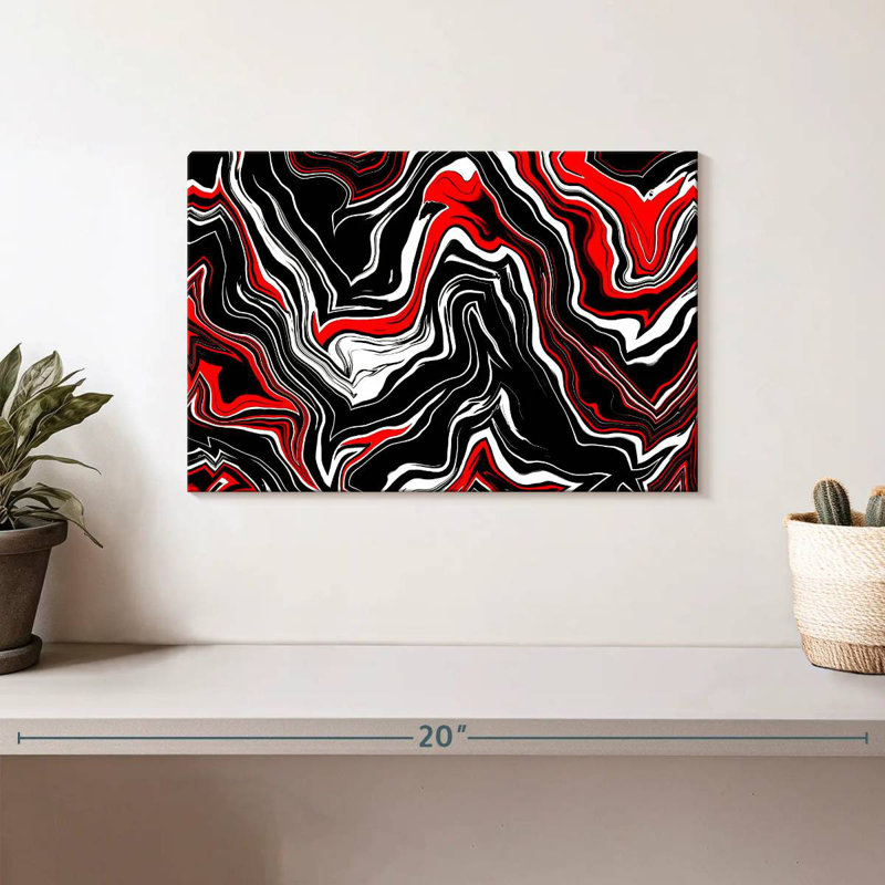 Avery Red And White Abstract, 8" H x 12" W