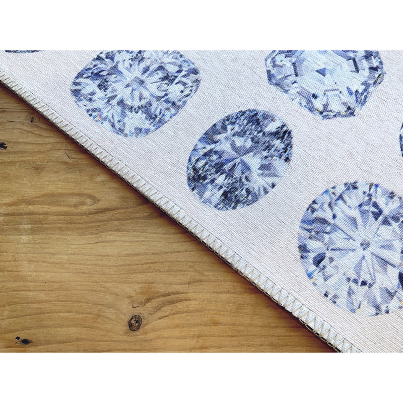 Bougie Diamonds Microfiber Rectangle Washable Rug, Ice, Rectangle 3' x 5'