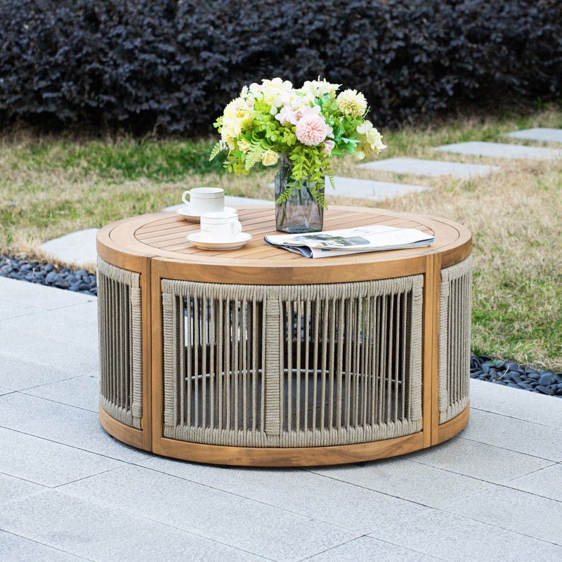Brewsty Acacia Wood Round Coffee Table