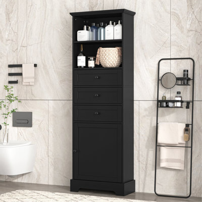 Grande armoire de rangement polyvalente avec plusieurs options de rangement et tablettes réglables pour divers espaces.