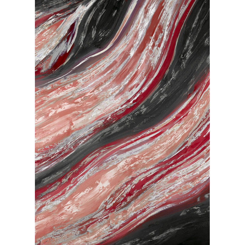 Red Wave - Toile abstraite encadrée contemporaine pour la décoration intérieure