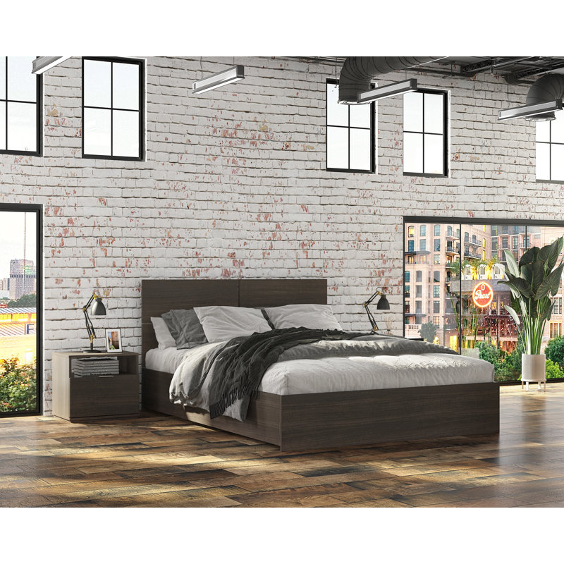 Platform Bed, Charcoal Gray