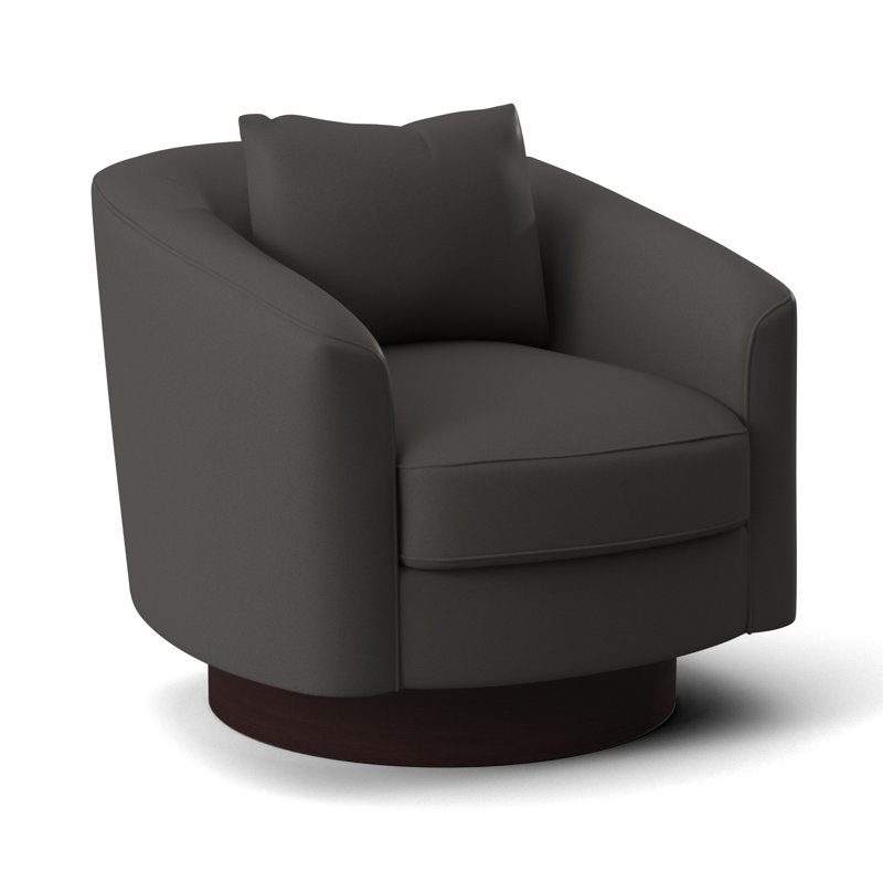 Camino 32'' Wide Genuine Leather Top Grain Leather Swivel Barrel Chair, Mocha, 361-012