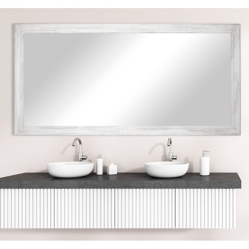 Bloodworth Solid Wood Flat Mirror, 35" H x 59" W, White