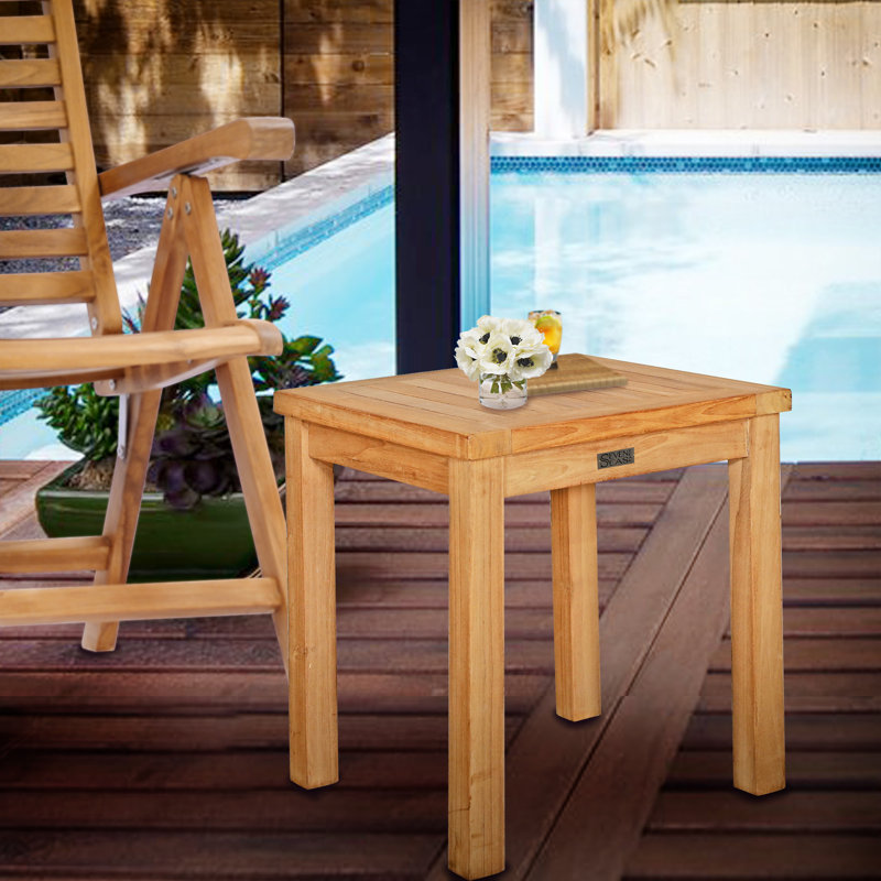 Corum Square Teak Outdoor Side Table , 16'' in. W 16'' in. D