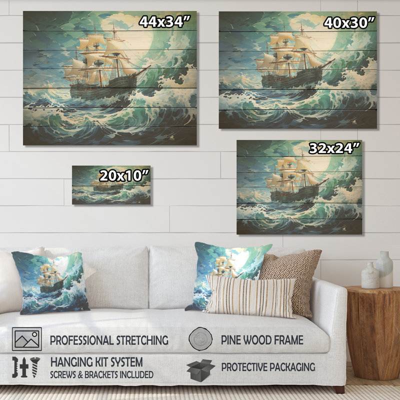 The Pirate Boat Odyssey's Voyage I - Classiques sur bois, H 24 po x l 32 po