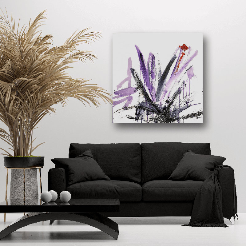 Abstract Acrylic Painting Print Canvas, 36" H x 36" W x 1.75" D, Black Framed Canvas