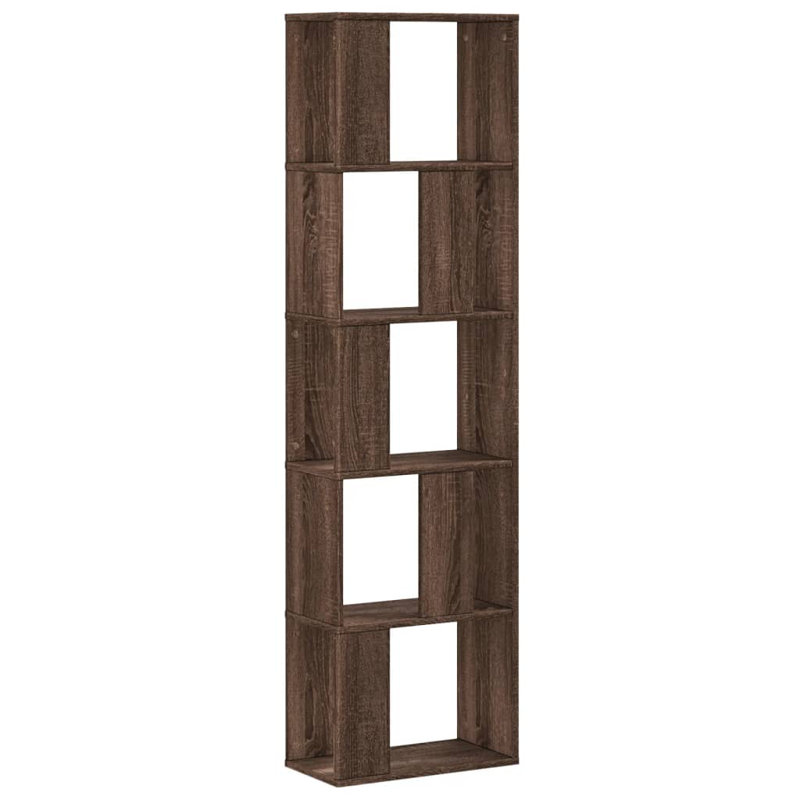 Borough Wharf Book Cabinet/Room Divider, (5 Shelves) 162.5cm H x 45cm W x 23.5cm D, Brown Oak