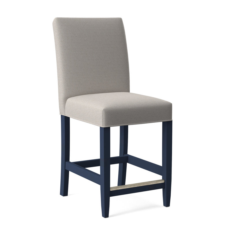 Manhattan Upholstered Stool with Solid Wood Frame, Black Finish, White Textured Performance; 0865-91