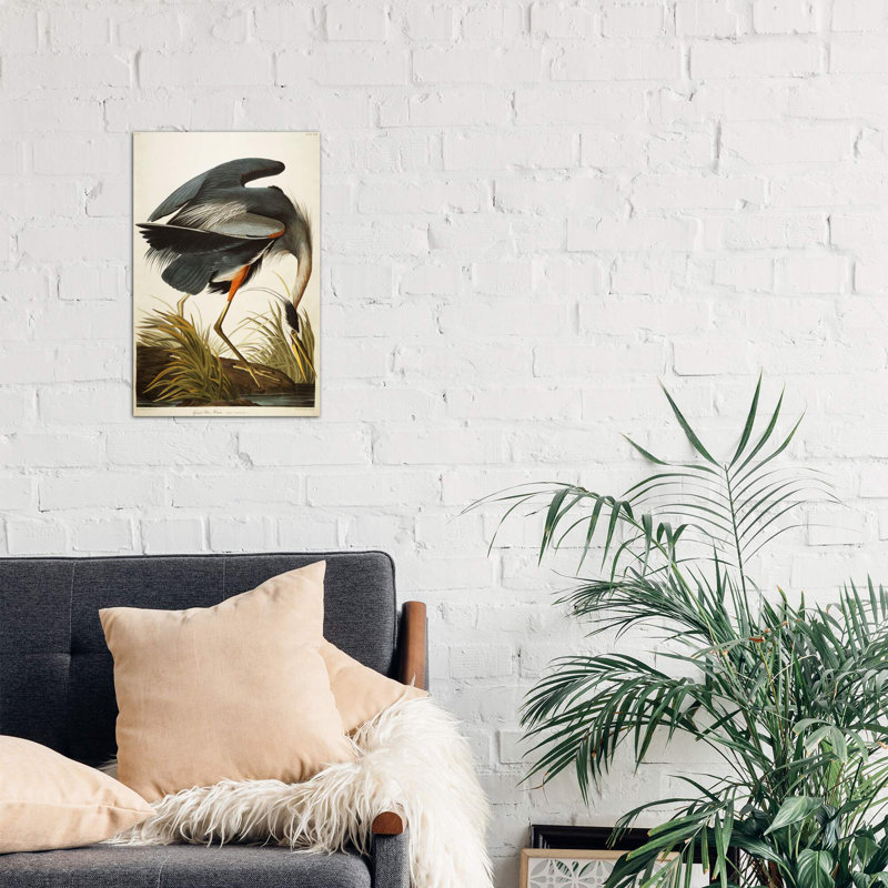 Great Blue Heron by John Audubon - Painting on Canvas, No Frame, 152.5 cm H x 101.5 cm W x 3.175 cm D