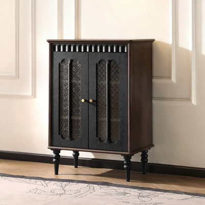 Retro Black Solid Wood Sideboard