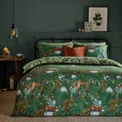 Into The Woods Cotton Blend No Pattern Duvet Cover Set with Pillowcases Included