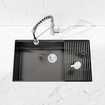 30″X 19″ Single Bowl Overmount Handmade Stainless Steel Kitchen Sink With Cutting Board, Colander