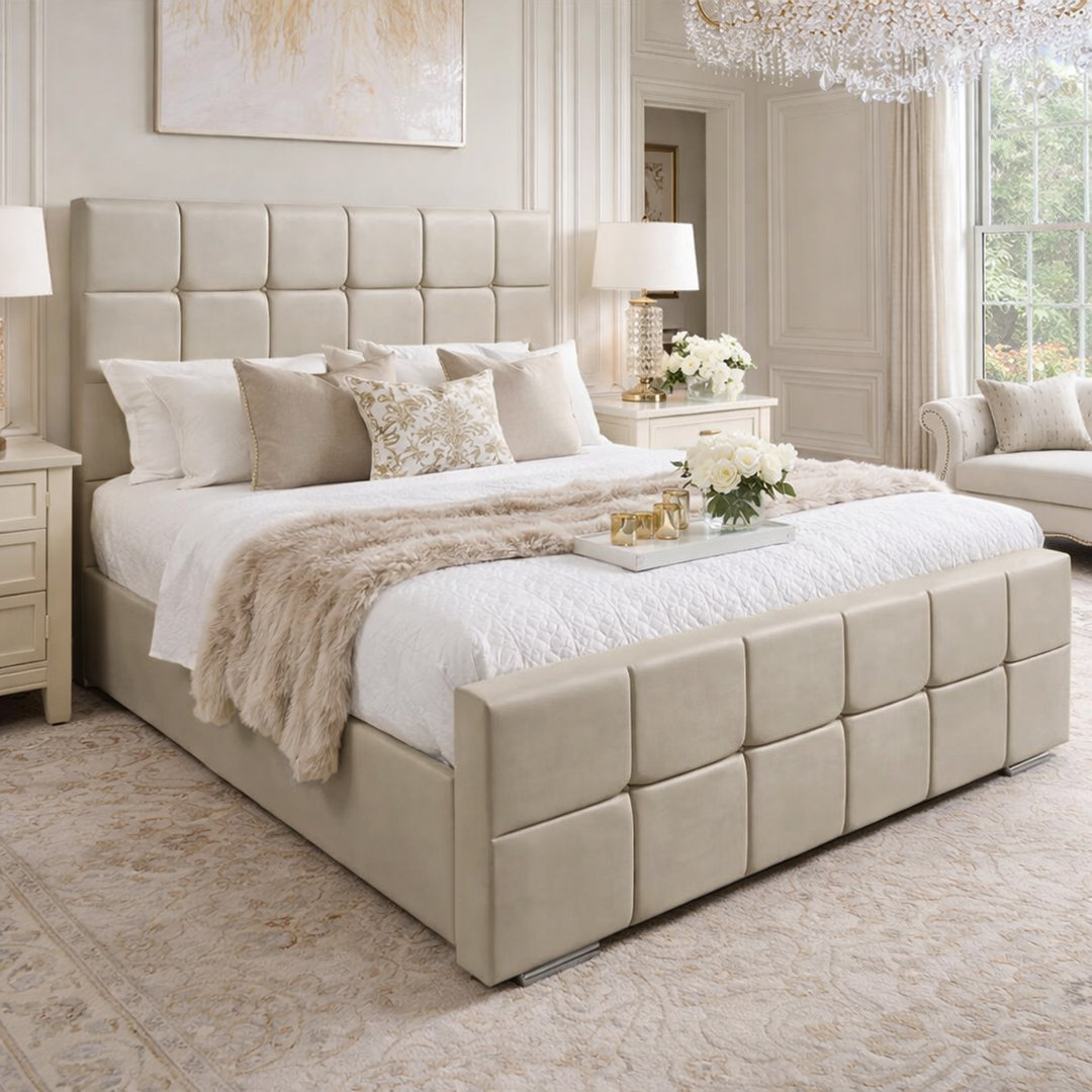 Elara Upholstered Cube Bed Frame