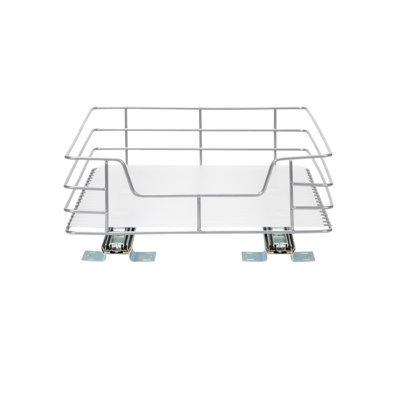 Elizandra Glidez Powder-Coated Steel Pull-Out/Slide-Out Storage Organizer with Plastic Liner for Under Cabinet or Wire Shelf Use - 1-Tier Design - Fits Standard Size Cabinet or Shelf