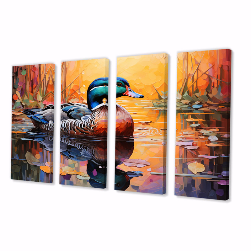 Fauve canard Fauve I - décor d'art mural 4 pièces, H 28 po x l 48 po