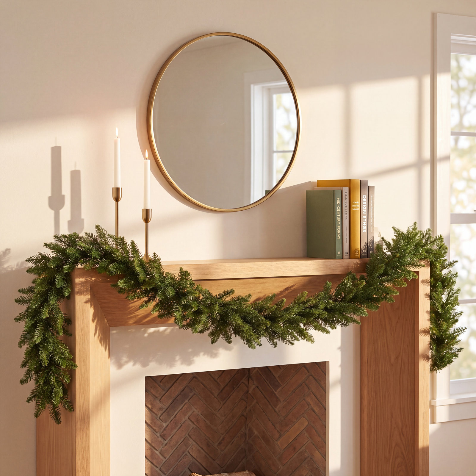 Peabody 108'' in. Lighted Faux Garland, Green, 20" x 108"
