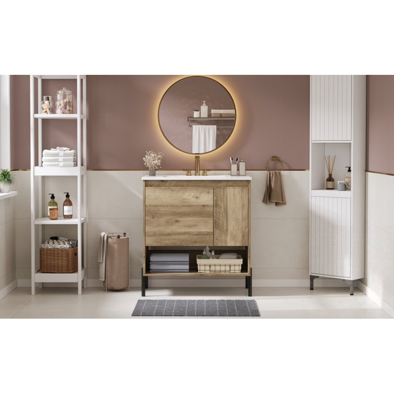 Meuble-lavabo avec lavabo, tiroir coulissant et tablette inférieure