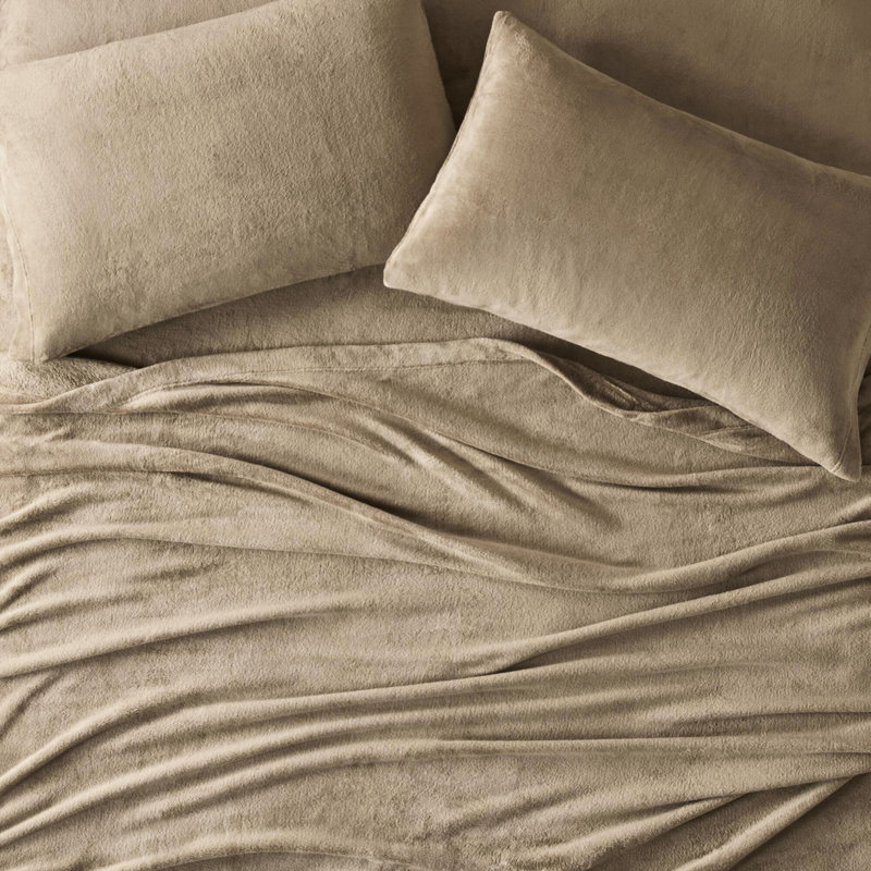 3 Piece Sheet In Taupe Shade - 100% ,  Soft And Comfort Filled, Includes Flat, Fitted Sheets Pillowcase, Fits Up To Mattresses, Machine Washable Color For A Cozy Sleep, Brushed On Both
